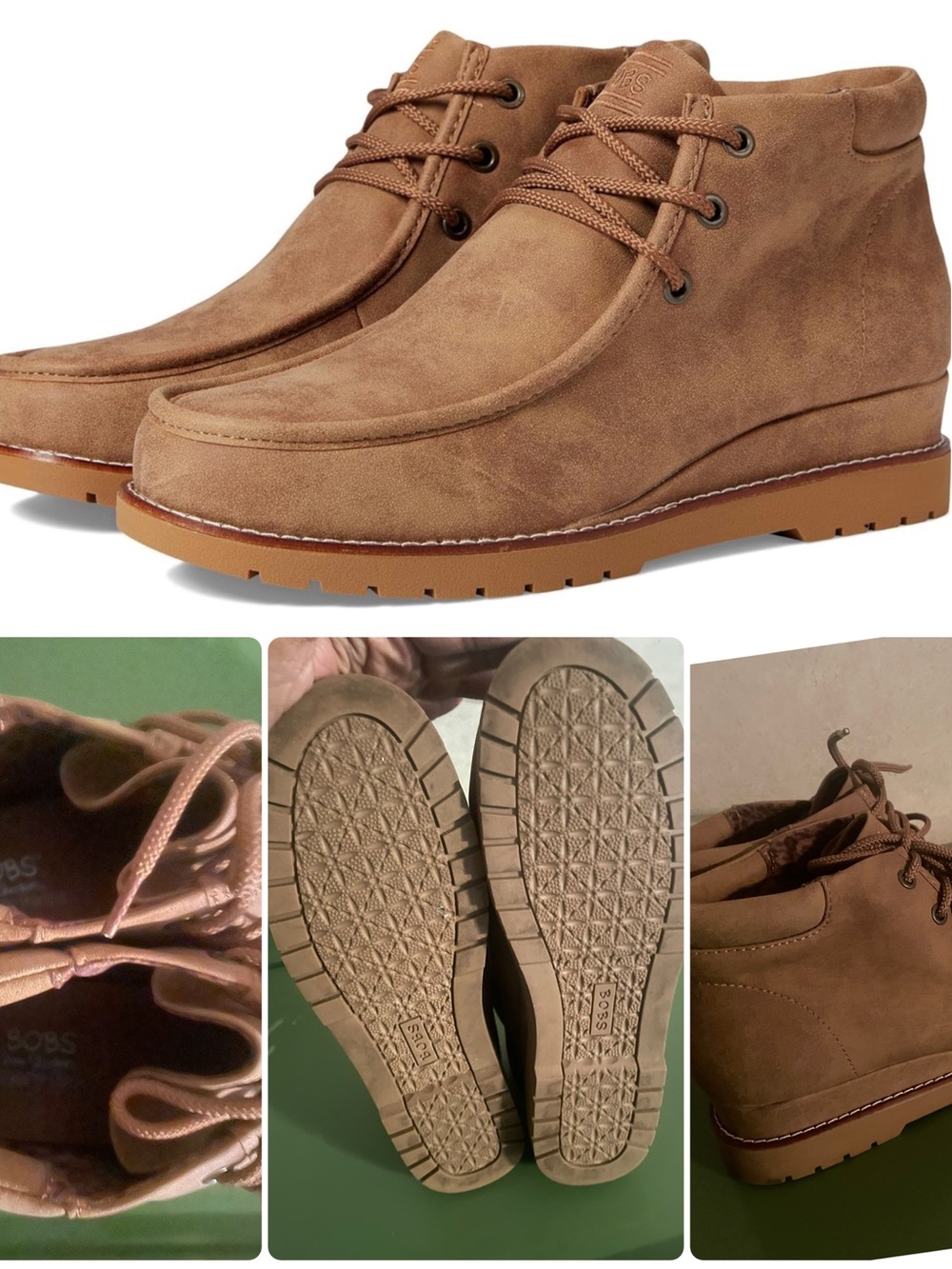 BOBS from Skechers Women's Tan Suede Lace-Up Ankle Boots